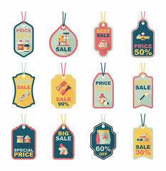 Pet tag flat banner design background set, eps10