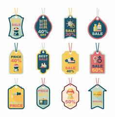 Hospital tag flat banner background set, eps10