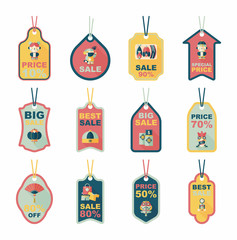 Chinese New Year tag flat banner background set, eps10