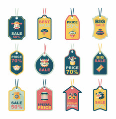 Chinese New Year tag flat banner background set, eps10