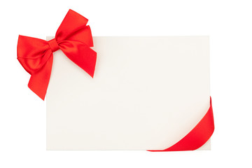 Valentines day greeting card with red ribbon