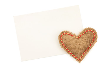 Blank greeting card and vintage handmaded valentines day toy hea