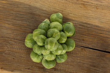 Brussel sprouts on a wooden board