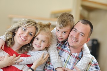 happy young family at home