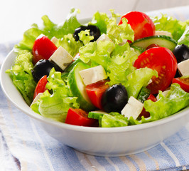 Fresh Vegetable salad with feta cheese