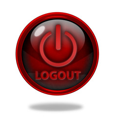 Logout circular icon on white background