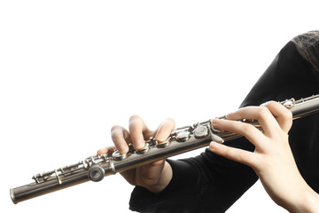 Flute music instrument closeup