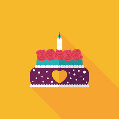Valentine's Day cake flat icon with long shadow,eps10