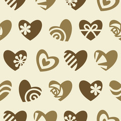 Seamless pattern of hearts