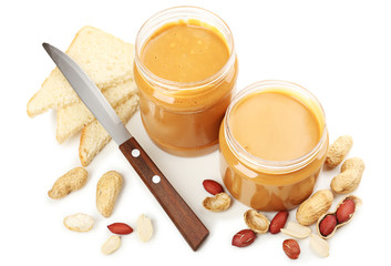 Fototapeta na wymiar Creamy peanut butter, isolated on white