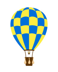 Naklejka premium Hot air balloon in blue and yellow design