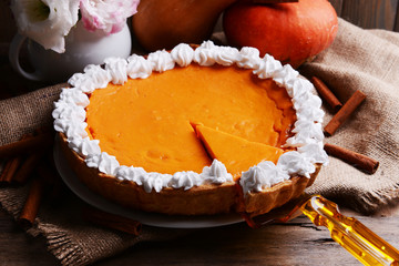 Composition of homemade pumpkin pie