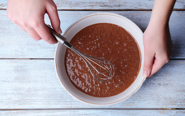 Preparing dough, mixing ingredients