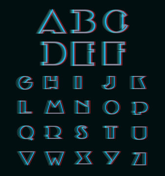 Vector Anaglyph 3D Alphabet Set, (3D Anaglyph Font)