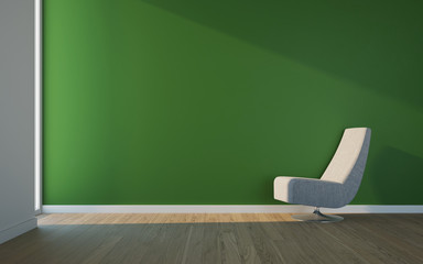Leisure room with armchair and green wall - 73506859