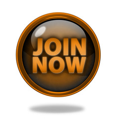 Join now circular icon on white background