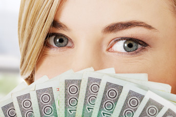 Woman with polish money
