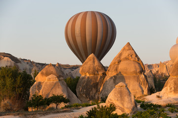 Cappadocia, Turkey. the flight with the balloon at sunrise