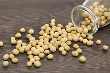 Soy on a wood color background