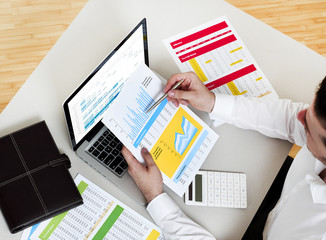 Business man working on financial data