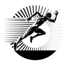 Start running. Vector illustration in the engraving style