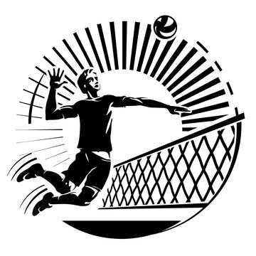 Volleyball. Vector illustration in the engraving style