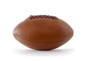 Brown leather rugby ball