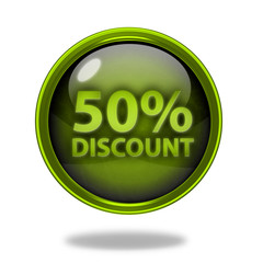 Discount 50 circular icon on white background