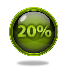 Twenty percent circular icon on white background