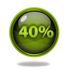 Fourty percent circular icon on white background