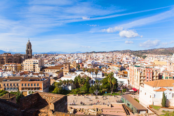 Fototapeta na wymiar Malaga cityscape from Alcazaba. Andalusia, Spain.
