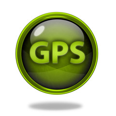Gps circular icon on white background