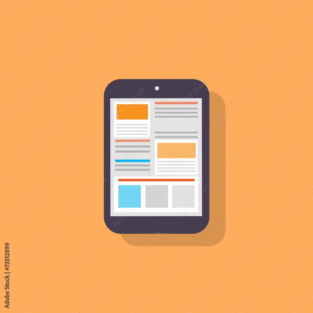 Poster tablet computer flat icons design vector