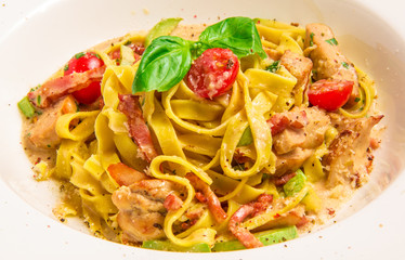 Pasta Con Sugo with rabbit sauce, parmesan cheese, bacon,