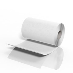 3D Paper Kitchen Roll Towels isolated on white background
