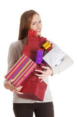 Woman holding full of presents