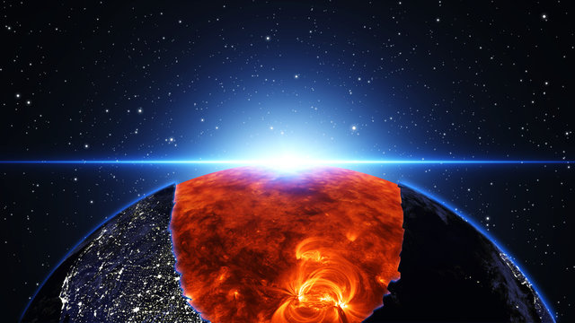 Earth burning or exploding after a global disaster