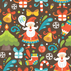 Christmas seamless pattern with Santa Claus