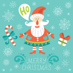 Christmas greeting card with Santa Claus