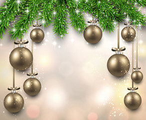 Fototapeta na wymiar Christmas frame with fir branches.
