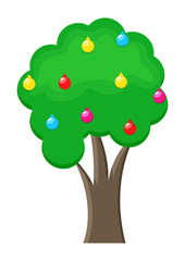 Green Tree with Colorful Decorative Ornaments