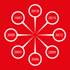 vector time line white on red