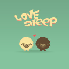 two sheep with red heart