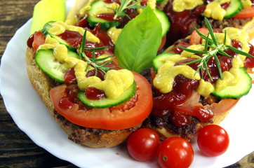 appetizing sandwich with meat