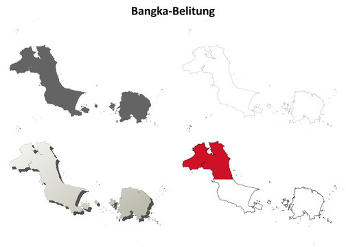 Bangka-Belitung blank outline map set