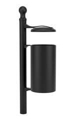 black street garbage bin isolated on white background