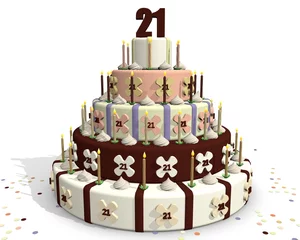 Deurstickers Chocolade jubileum taart, 21 jaar © emieldelange