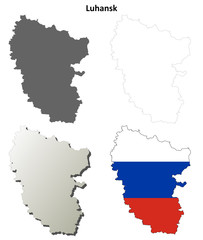 Luhansk blank outline map set - Russian version
