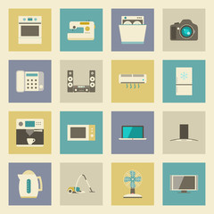 Electrical appliances flat icons set