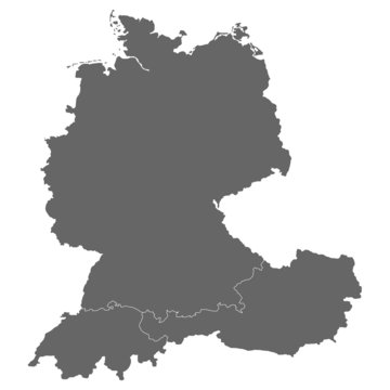 Deutschland, Österreich und Schweiz in grau